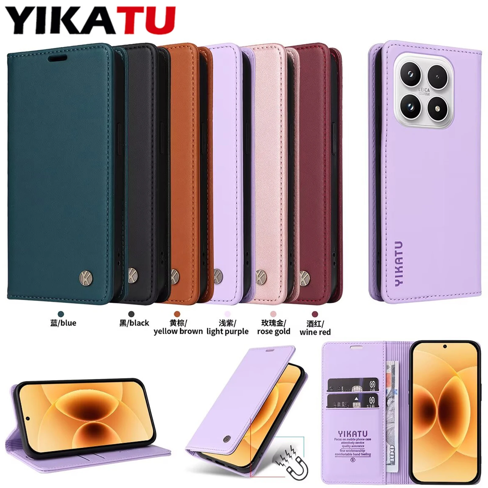 

Чехол-бумажник из кожи, приятной на ощупь, для Xiaomi Redmi Note 12 13 14 15 Pro Plus 4G 14S 14R 13R 12R 12T 12S 12 Turbo 12 Pro Speed