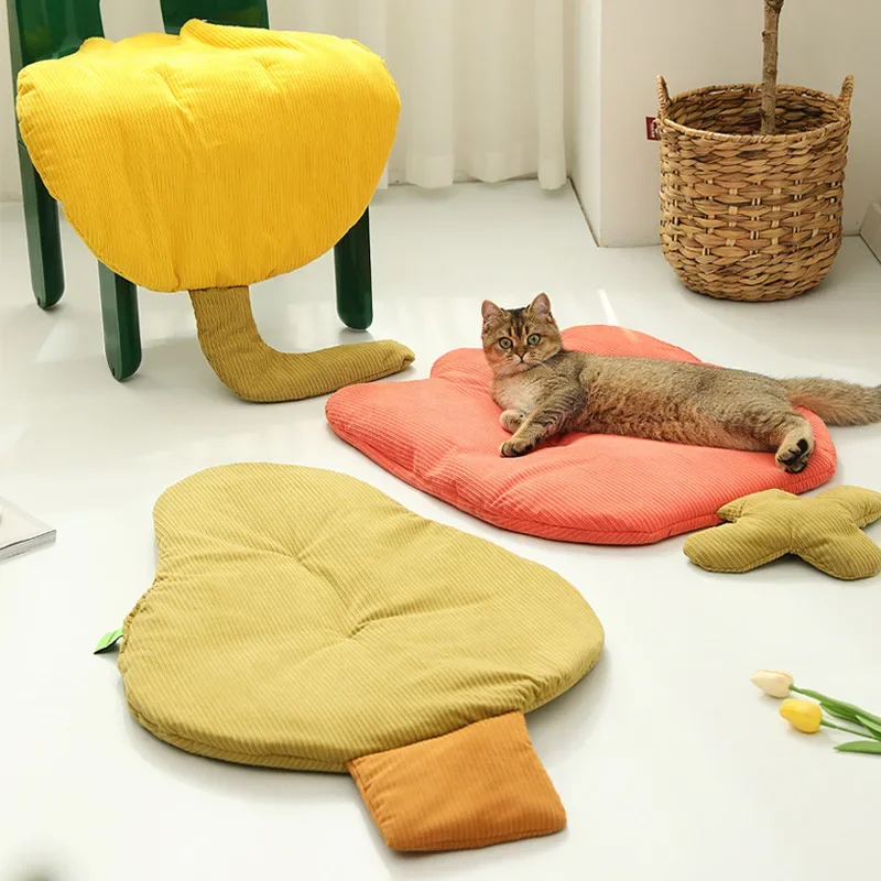 

Flower Shape Cat Bed Mat Soft Dog Mat Fluffy Pet Cat Sleeping Mattress Cozy Puppy Cushion Calming Dog Bed for Small Dog House