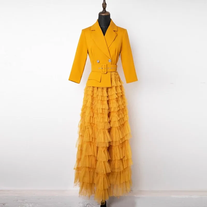 Zjyt babados em camadas de malha retalhos longos maxi vestidos para mulheres elegante manga três quartos vermelho formal vestido de festa