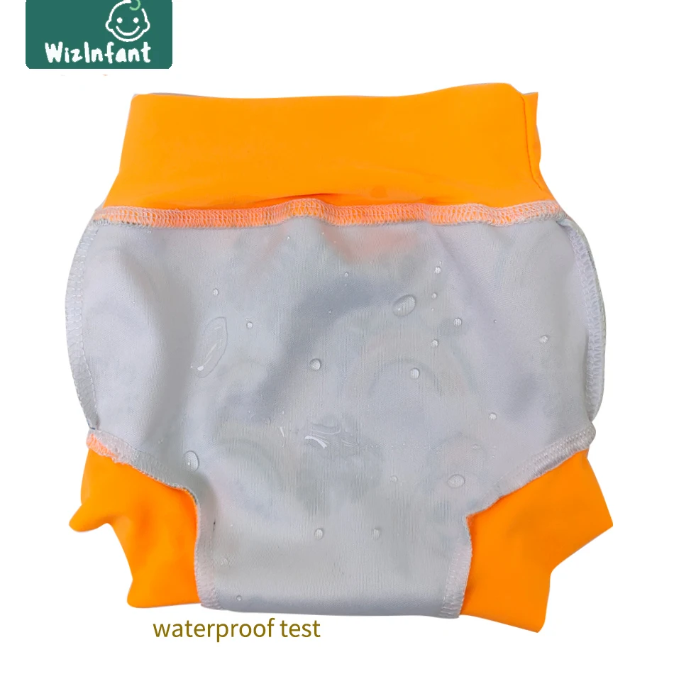 WizInfant-pantalones de entrenamiento de natación impermeables de cintura superalta para bebé, pañales de tela de natación ecológicos lavables y