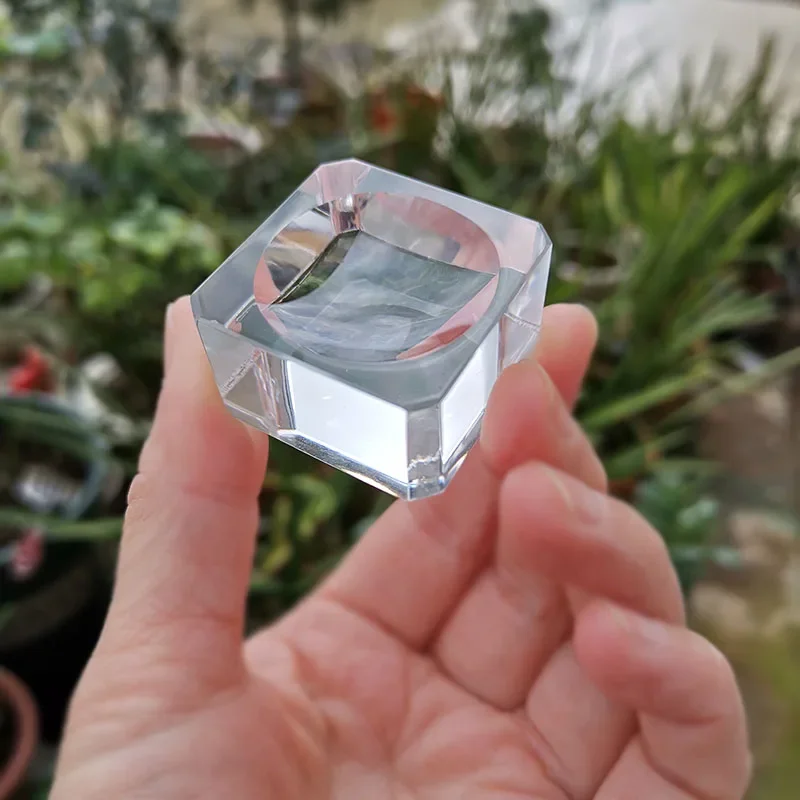 1Pcs Transparent Glass Square Dimple Crystal Ball Display Bases Table Holder Stand Home Decor Ornaments Sphere Gift Paperweight