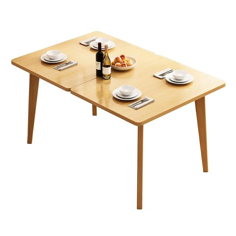 

Dining table Small apartment folding Solid wood leg dining Modern simple dining table Retractable Nordic household