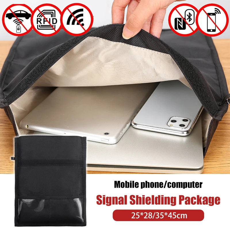 New RFID Shielding Blocking Pouch Case Anti-Tracking Faraday Bag For Phones Device Large Wallet Case ID Card Car Key Black