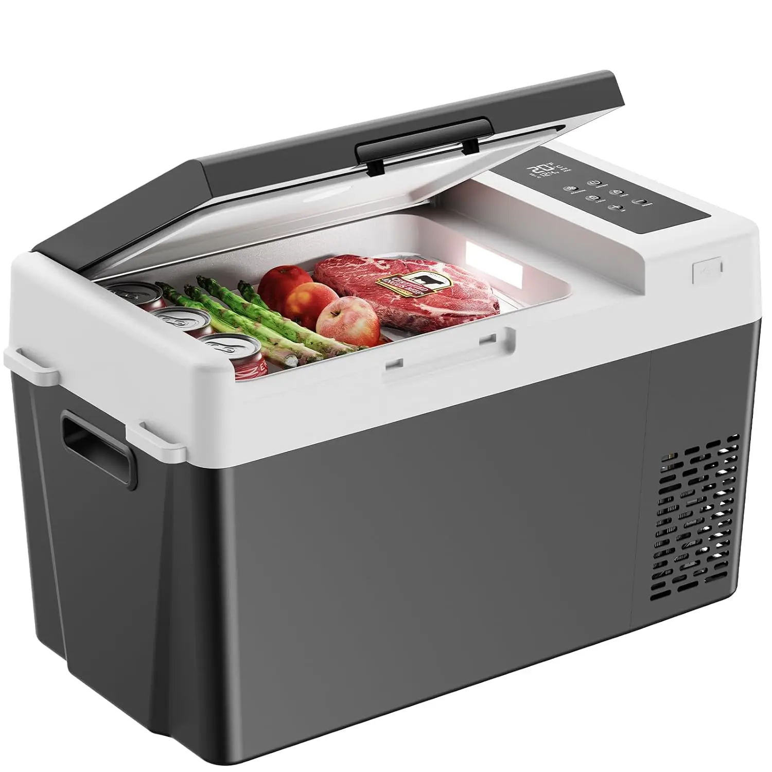 

12 Volt Refrigerator 12V Car Fridge 25QT Portable Freezer Compressor Cooler -4°F68°F Compressor Freezer, 12/24V DC 110~240 Volt