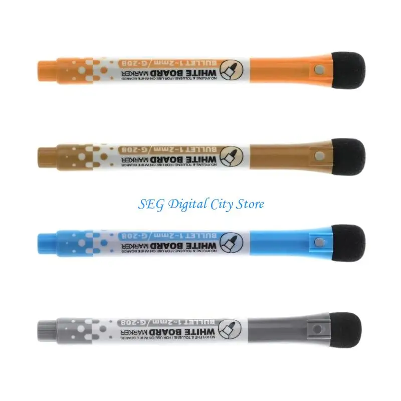 U75B 4Pcs Whiteboard Markers Assorted Color With Eraser 1.0-2.0MM Line Wide