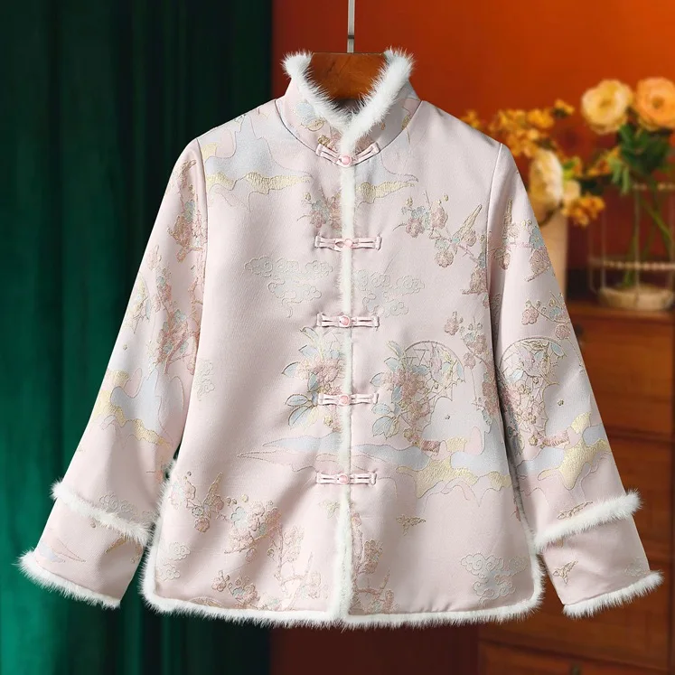 

Fuzzy Chinese Spring Festival Winter Jacket Coat Women