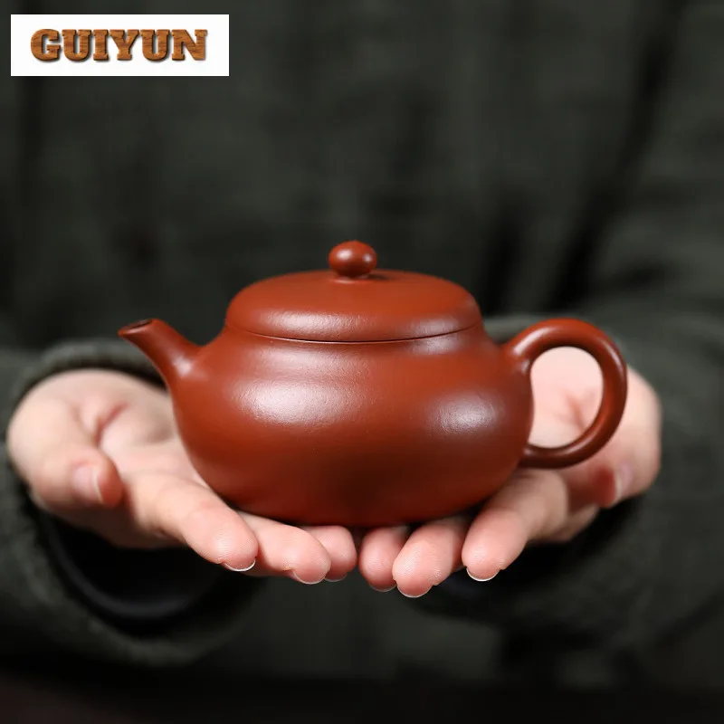 Two Types Of Ancient Yixing Purple Clay Teapots Famous Artists Handmade Pan Pot Raw Ore Zhu Mud Kettle Chinese Zisha Teaset Gift