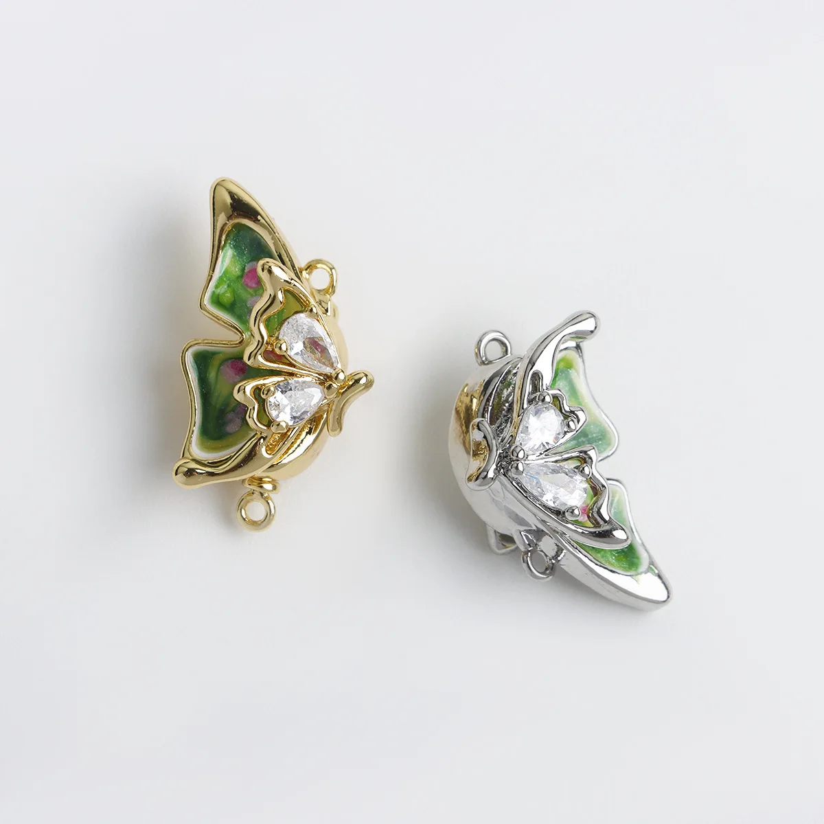 1 Zircon Dripping Oil Three-dimensional Butterfly Ingot Buckle Pearl Necklace Bracelet Connecting Buckle DIY Jewelry Accessories