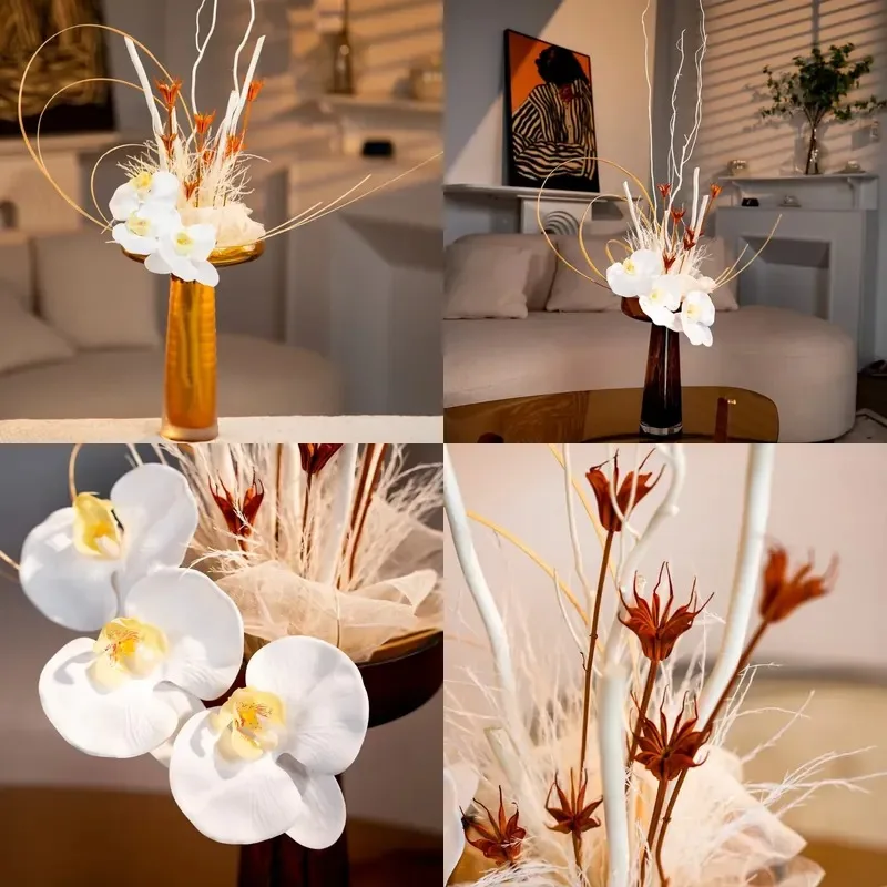 Bohemian Style Dried Flower Arrangement Eternal Floral Ornament for Wedding Table Decoration