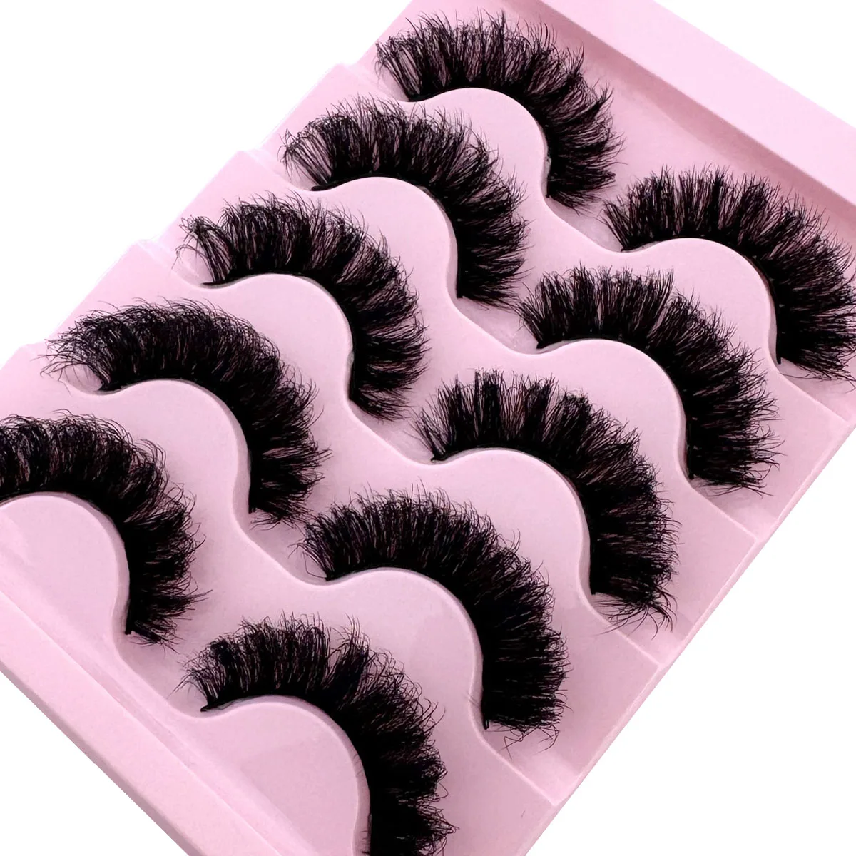 ふわふわでドラマチックなメッシーつけまつげ5ペア、柔らかく快適、3Dつけまつげ、長くて太いクロスつけまつげ