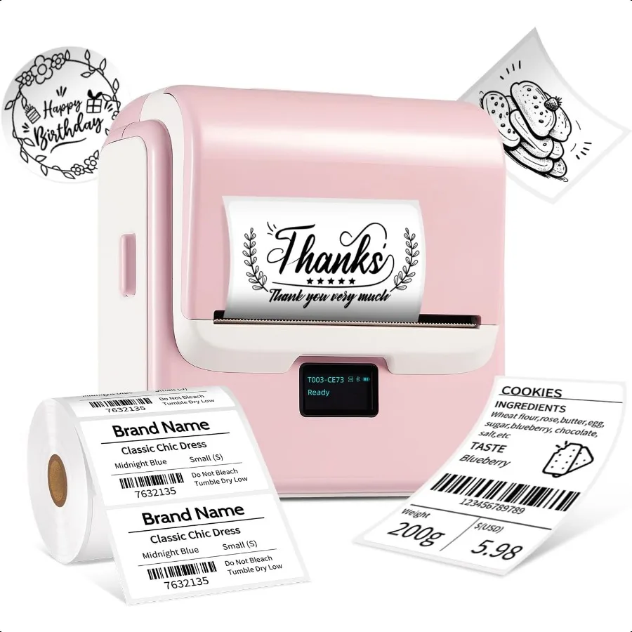 

Этикеткогенератор hine с лентой T003 Термальный принтер этикеток 3,15 дюйма Bluetooth-принтер этикеток, совместимый с телефоном, ПК, принтером наклеек