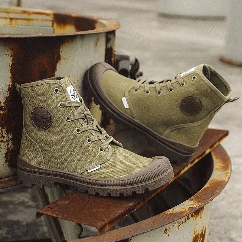 أحذية قماشية للرجال موضة أحذية عالية الجودة في الهواء الطلق مريحة لتسلق الجبال في الغابة منصة واسعة القاع أحذية المشي لمسافات طويلة في الهواء الطلق