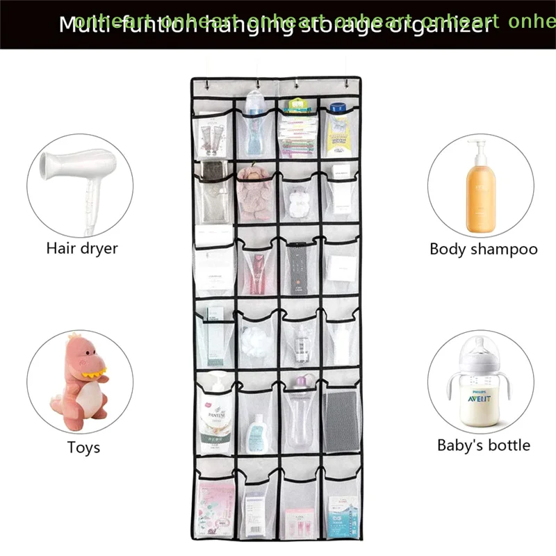 [C]Storage Rack Mesh Pocket Clear Hanging Over The Door Box 12/24 Grids Wall-Mounted Sundries Shoe Organiser Fabric Closet Bag - view 5