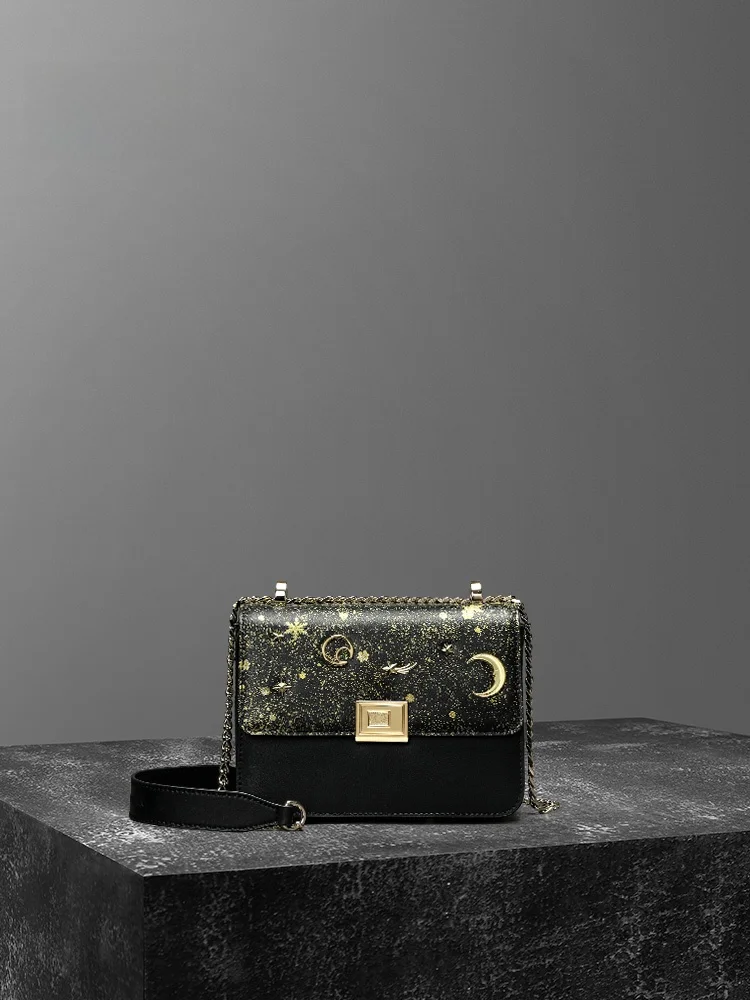 

Роскошная кожаная женская сумка Starry, модная сумка через плечо с цепочкой, подарок на год Быка