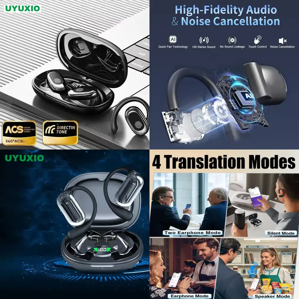 

Беспроводные наушники-переводчики UYUXIO Open Ear с Bluetooth 5.4, OWS, AI-переводом в реальном времени на 144 языка