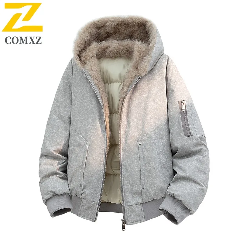 

COMXZ Premium Urban Mens Padded Jacket Hooded Outdoor Adventure Thickened Warm Parka Daily Style Comfortable Winter Coats