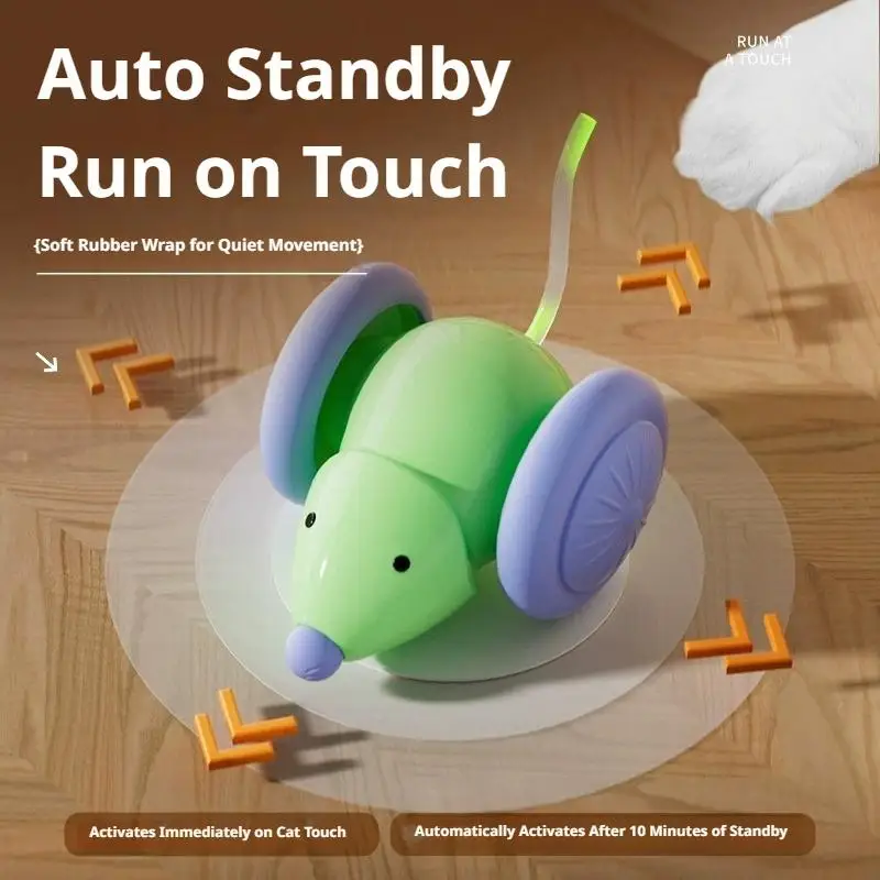 Hot Electric Mouse Car Interactive Cat Toy Rechargeable Automatic Kitten Toy Intelligent Obstacle Avoidance Cat Car Toy