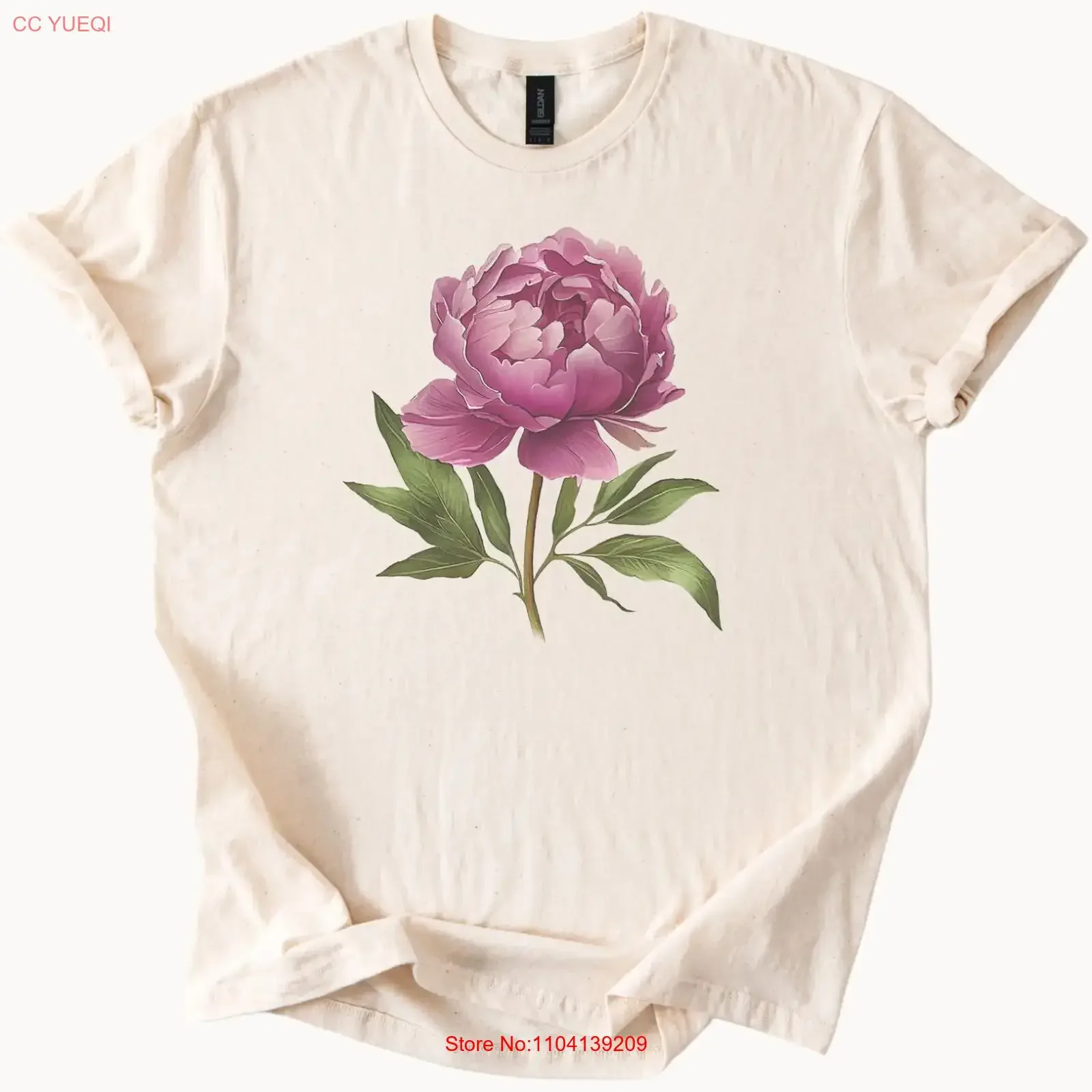 Peony Flower T Shirt Pink Floral Botanical Art Nature  vintage Washed Top For Everyday Wear Unisex Soft graphic fashion