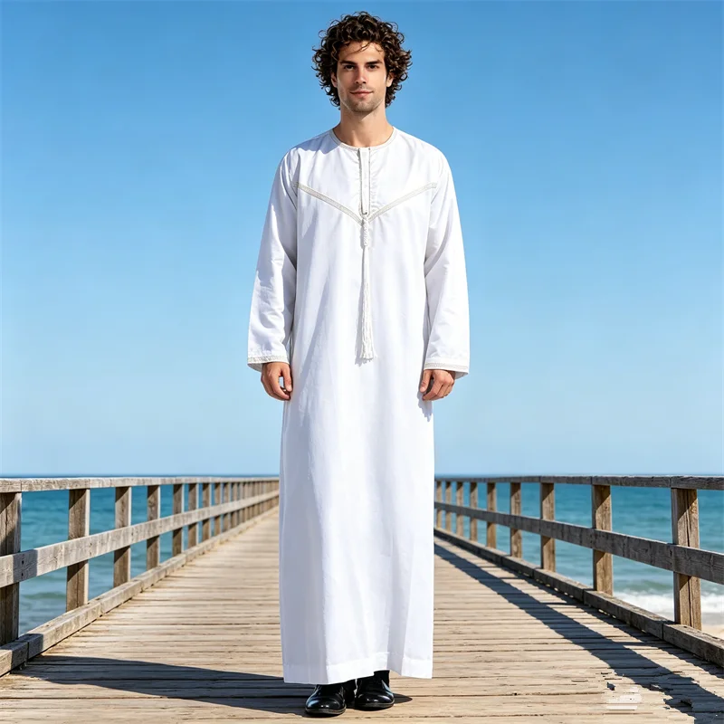 

Saudi Arabia Men Islamic Clothing Thobe Jubba Thoub Muslim Robe Eid Ramadan Prayer Dress Middle East Kaftan Djellaba Abaya Abaya