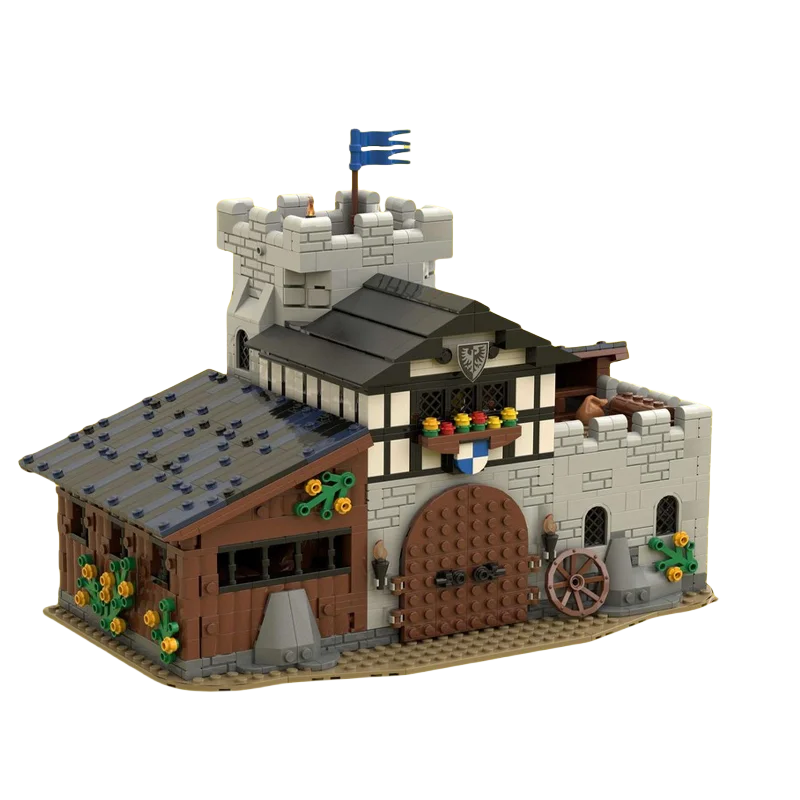 Expert Craft MOC Falcon’s Stable Building Kit - Medieval Fortress & Street View House Model, Educational Brick Toys for Kids, Pe