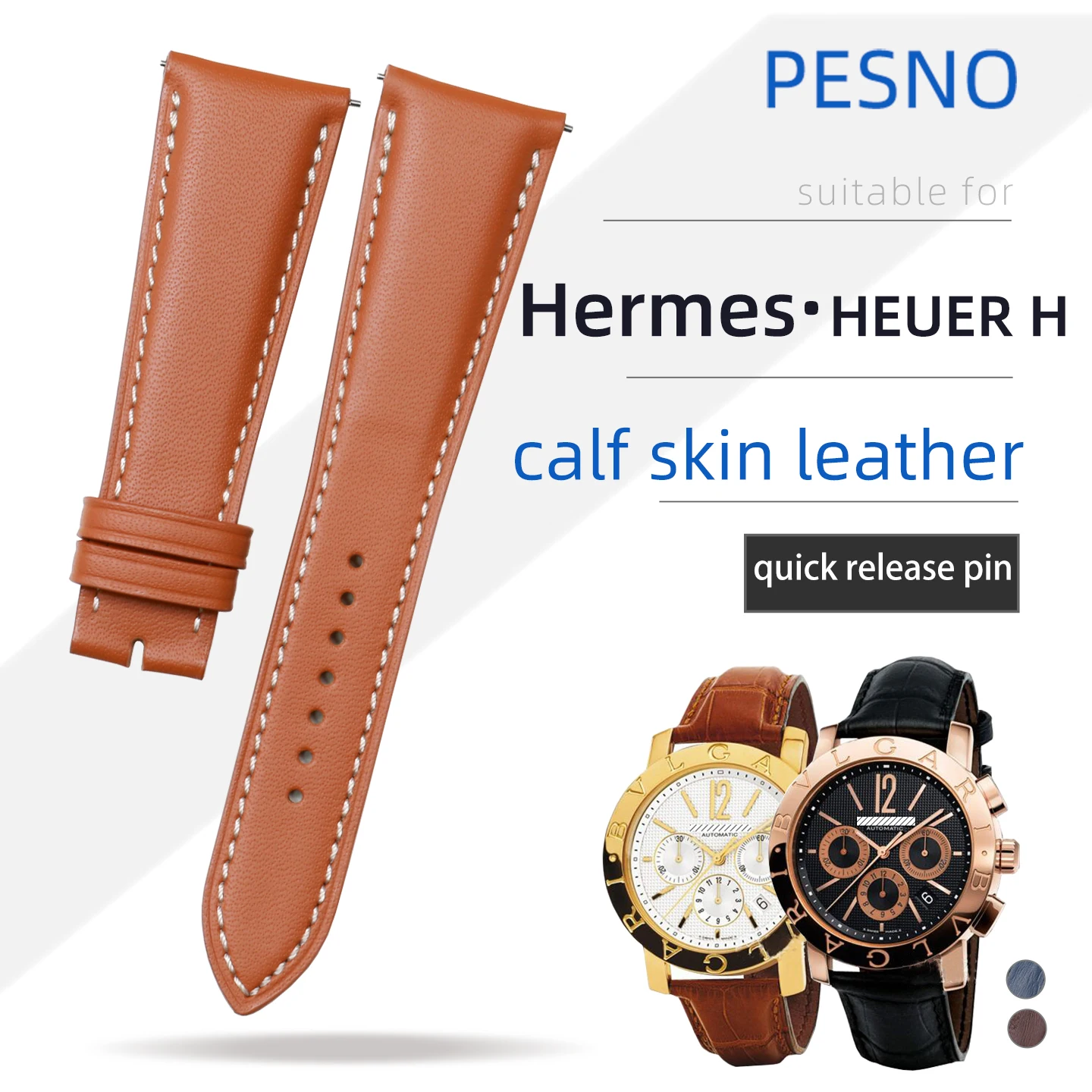 

PESNO подходит для Hermes HEUER H, ремешок для часов, ремешок из натуральной телячьей кожи, аксессуары из гладкого зерна с пряжкой