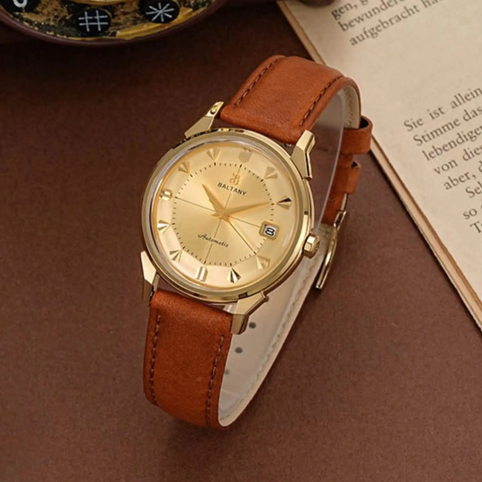 Baltany メンズ自動巻き時計 36mm 機械式腕時計 サファイアミラー 50m 