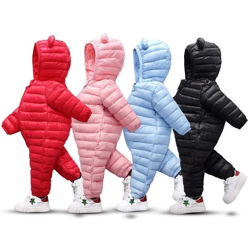 

Baby Kids Boys Girls Winter Romper Hooded Warm Snowsuit Puffer Down Zipper Coat Jacket Bear Snowsuit