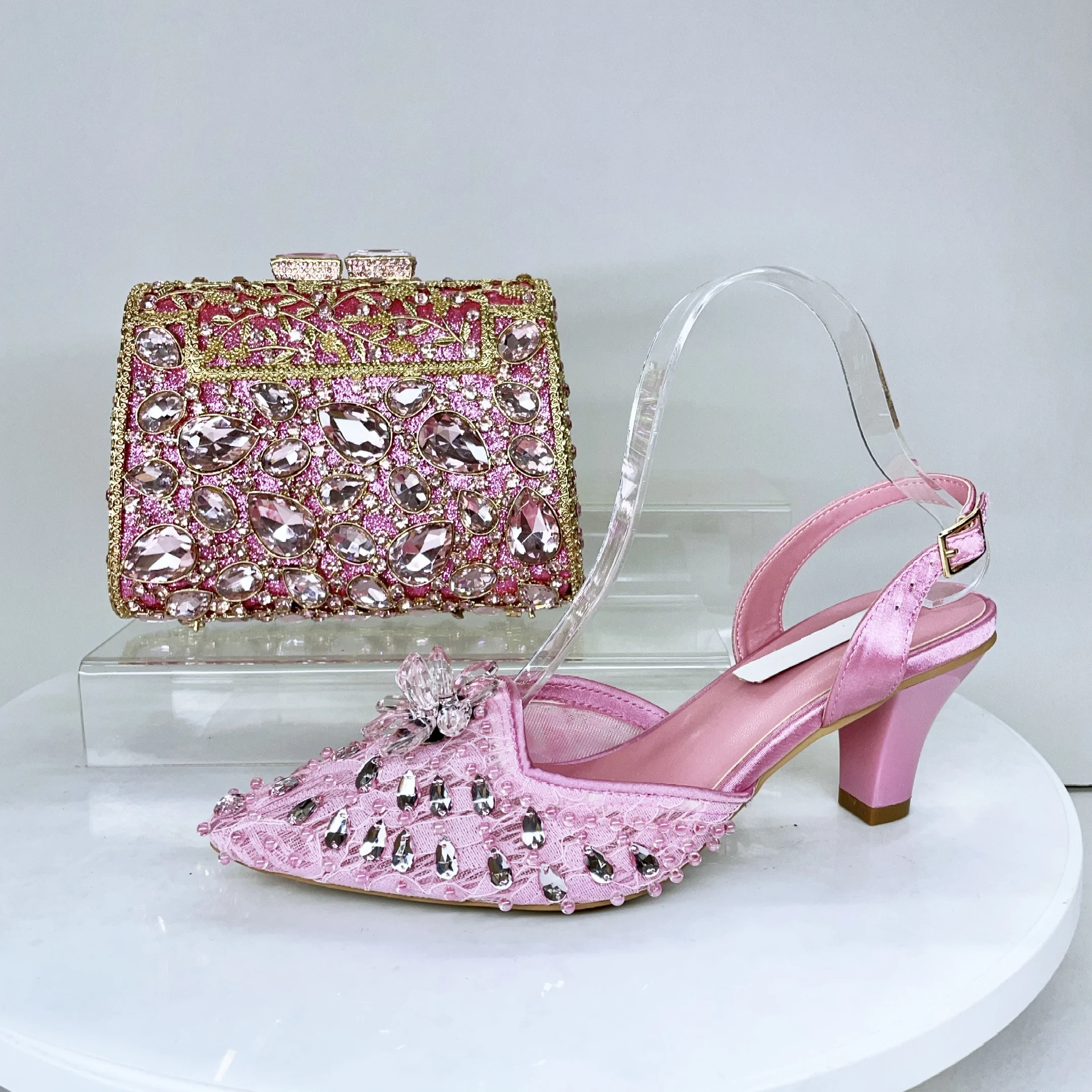 

LNATISNOVA розовые босоножки и кошельки на высоком каблуке, женские модельные туфли с драгоценными камнями, свадебные сандалии на шпильке, женские туфли для невесты на высоком каблуке с камнями