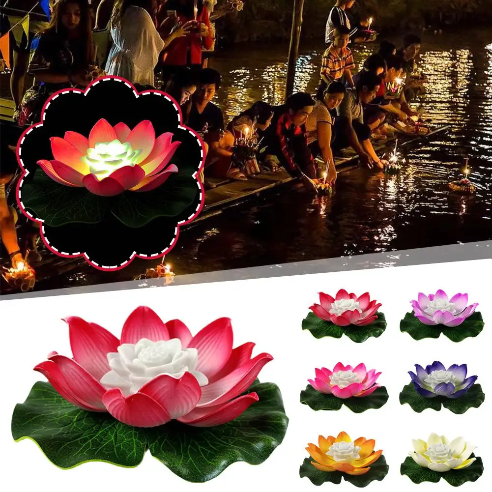 

Floating Lotus Light Pool Outdoor Garden Water Flower Lamp Landscape Night Lamp Decor Lights Led Electronic Candle Y5k3