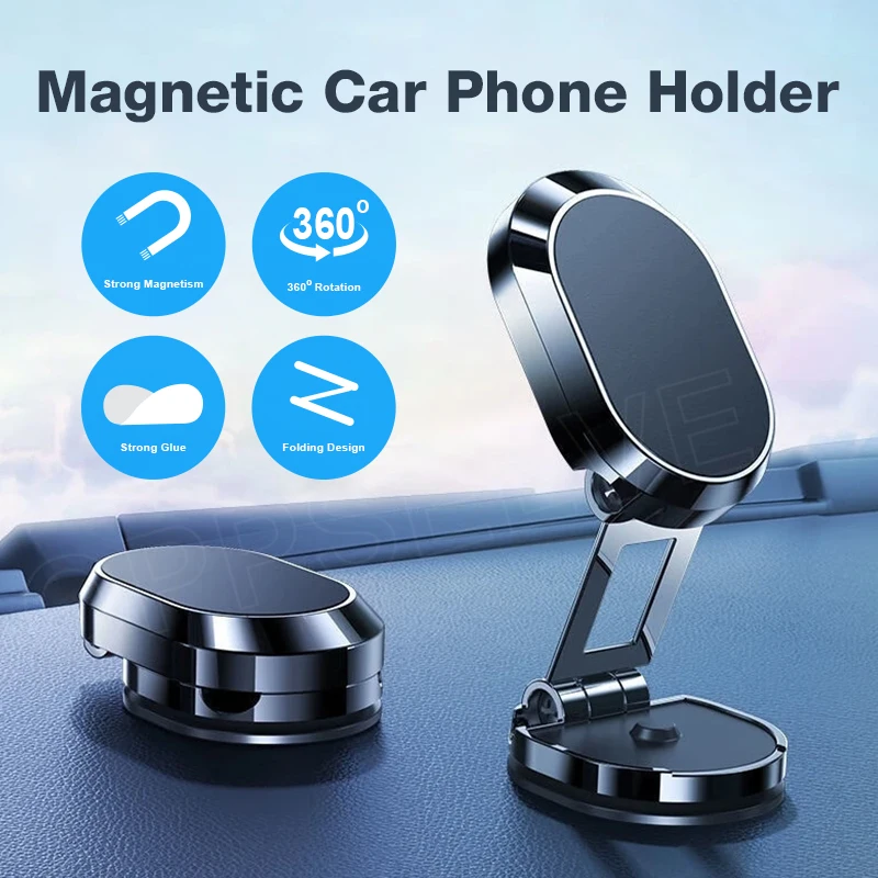 Magnetic Car Phone Holder Strong Magnet Mount Cell Phone Stand 360 Rotatable Stand For iPhone 14 Xiaomi Huawei Samsung Oneplus