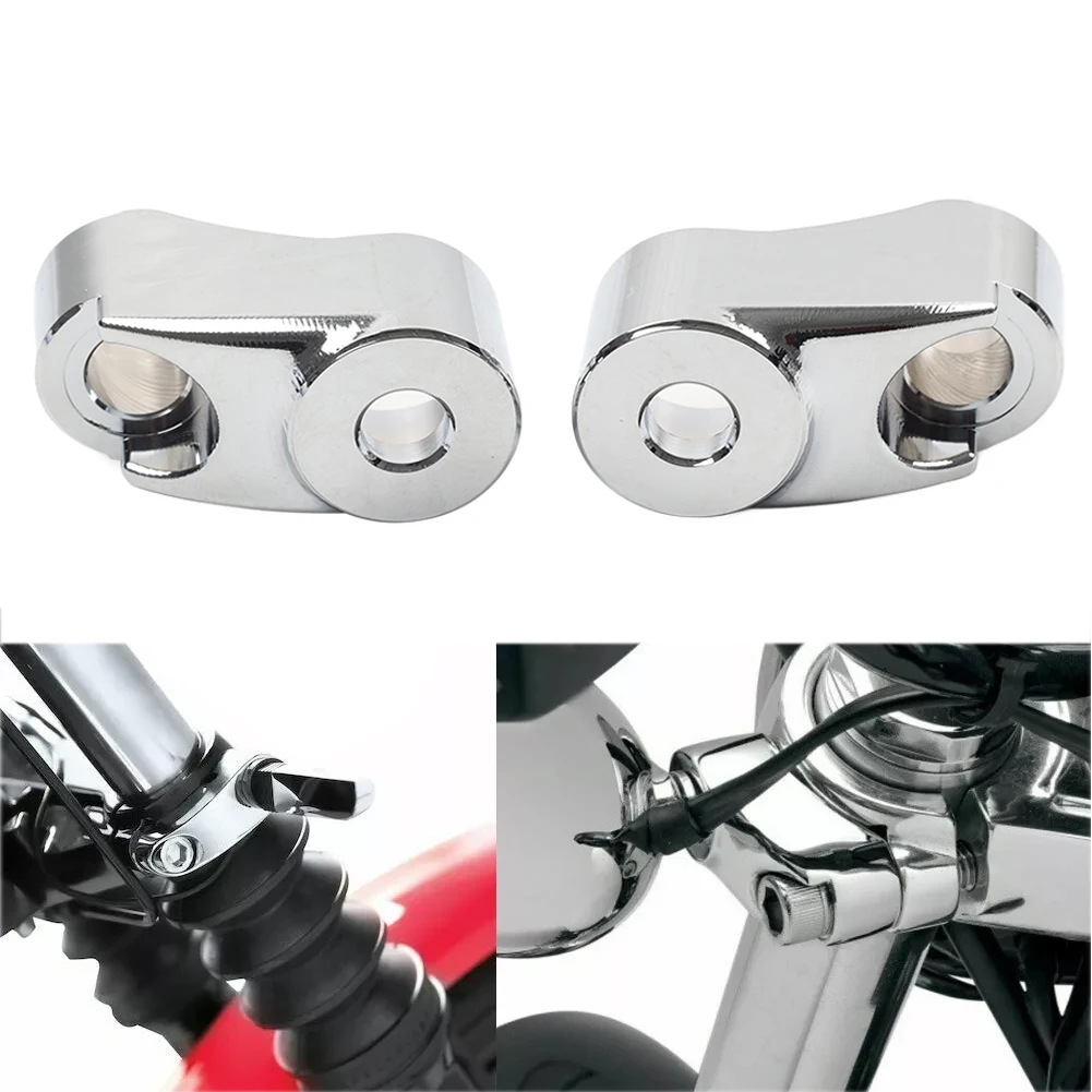 39MM 49MM Front Turn Signal Mount Bracket Relocation Kit Aluminum Chrome 1Pair For  Davidson Dyna FXR FXD