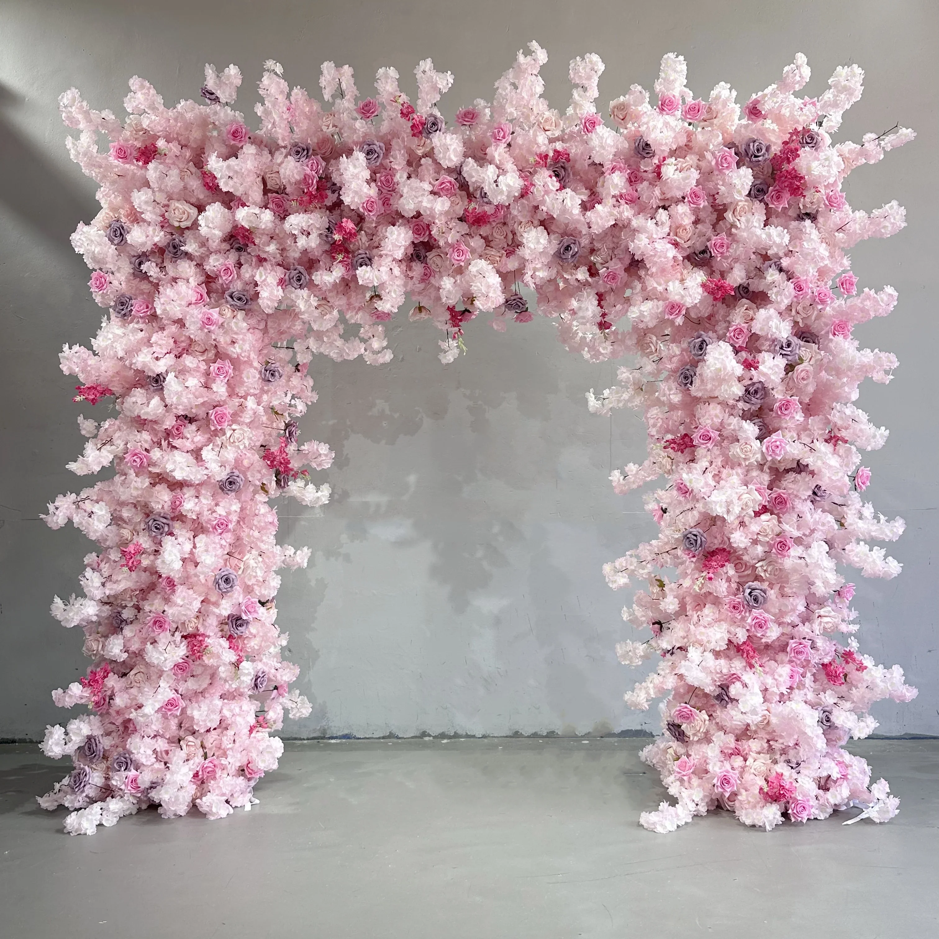 

Hot Selling Pink Flower Arch Silk Artificial Flowers 8ft*8ft Wed Arch For Wedding Decoration