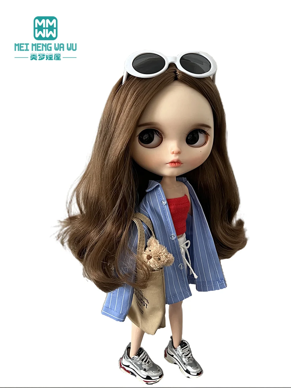 28cm Blyth Puppenkleidung AZON OB22 OB24 Modische Denim-Overalls Hemden Röcke Spielzeug Geschenk – Detail 2