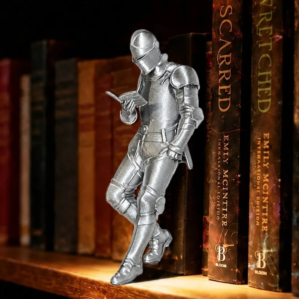 3D Printing Medieval Knight Statue 5.91in Armored Design Armored Knight Figurine Silver Knight Bookshelf Decor Medieval Fantasy