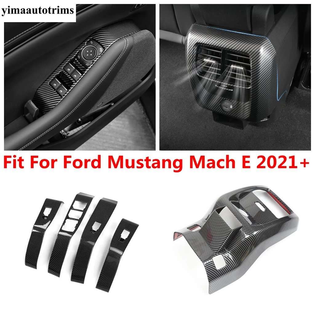 

Carbon Fiber Door Glass Window Lift Switch Panel Rear Seat Air AC Vent Cover Trim Accessories For Ford Mustang Mach E 2021 -2023