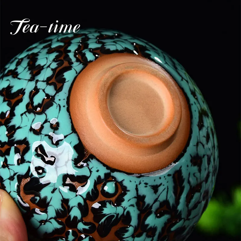 100ml Boutique Ceramic Teacup Kiln Fambe Meditation Cup Handmade Relief Tiger Tea Bowl Chinese Jianzhan Mug Teaset Master Cup