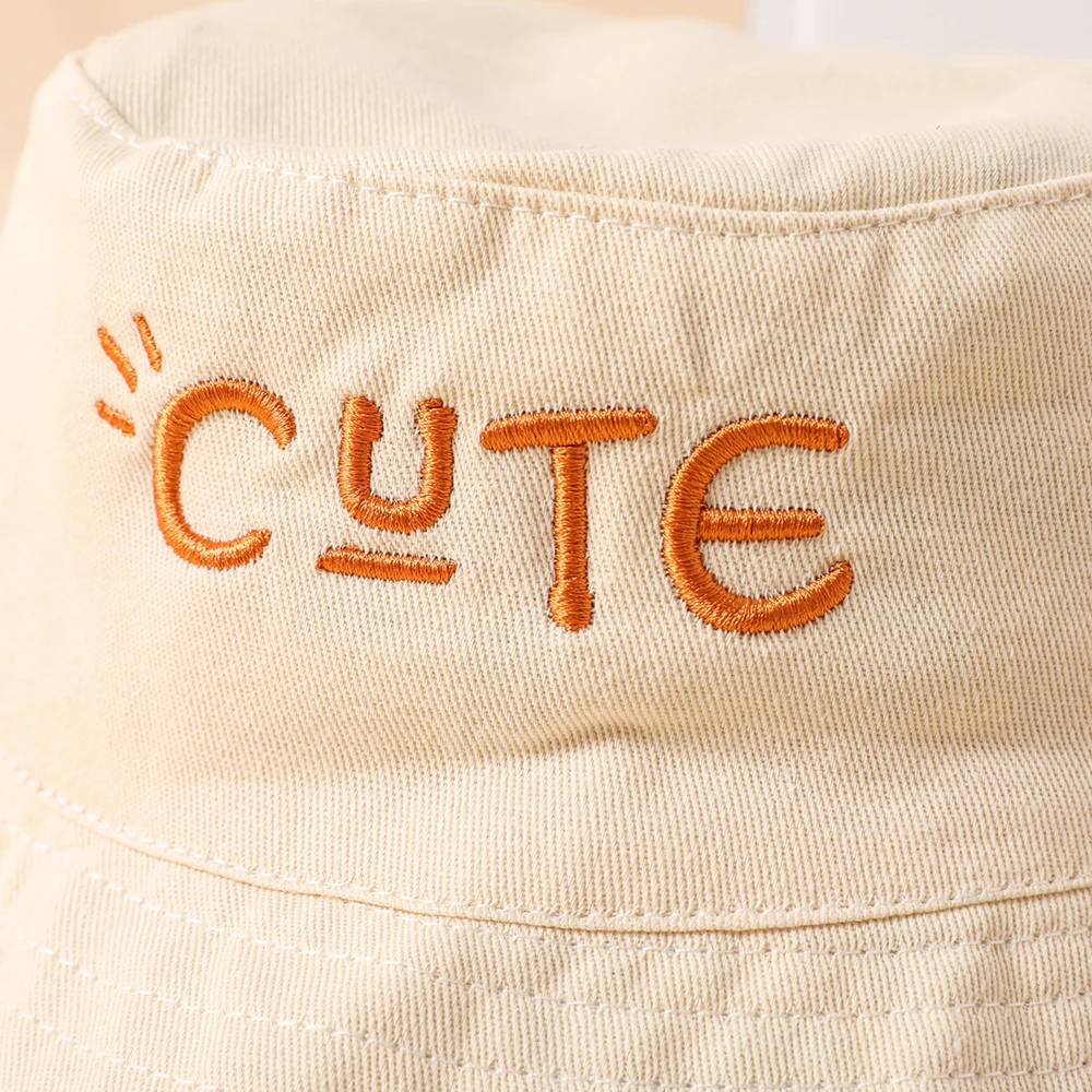 Double Sided Kids Bucket Hat With String Cute Letter Embroidered Boys Girls Fisherman Panama Cap Summer Outdoor Sun Hats Gorras