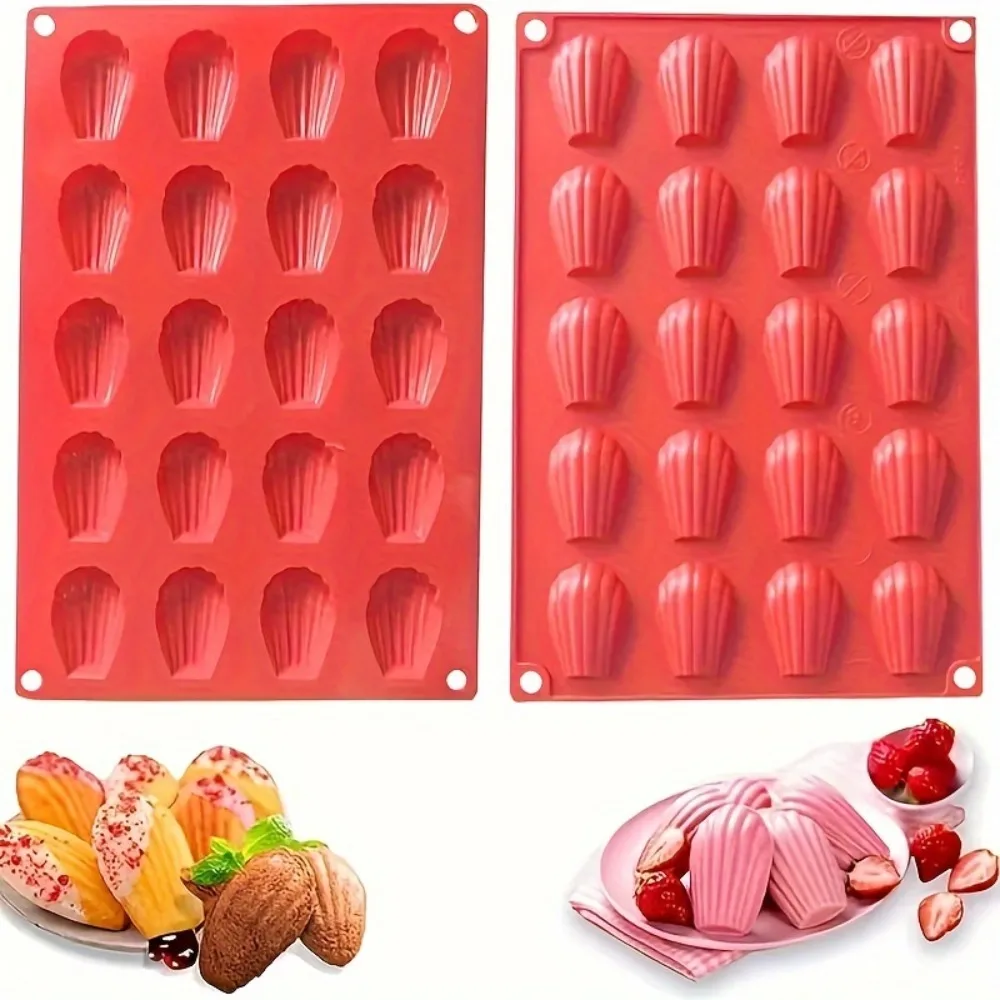 Madeleine-Form aus Silikon mit 20 Mulden, Muschelform, Backform, Lebensmittelqualität, wiederverwendbar, Kuchendekor-Werkzeug für Gebäck, Dessert, Küche
