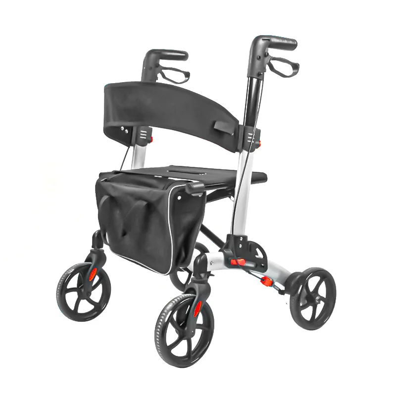 Professional Manufacturer Lightweight Folding Four Wheel Walker Rollator With Seat For Old People