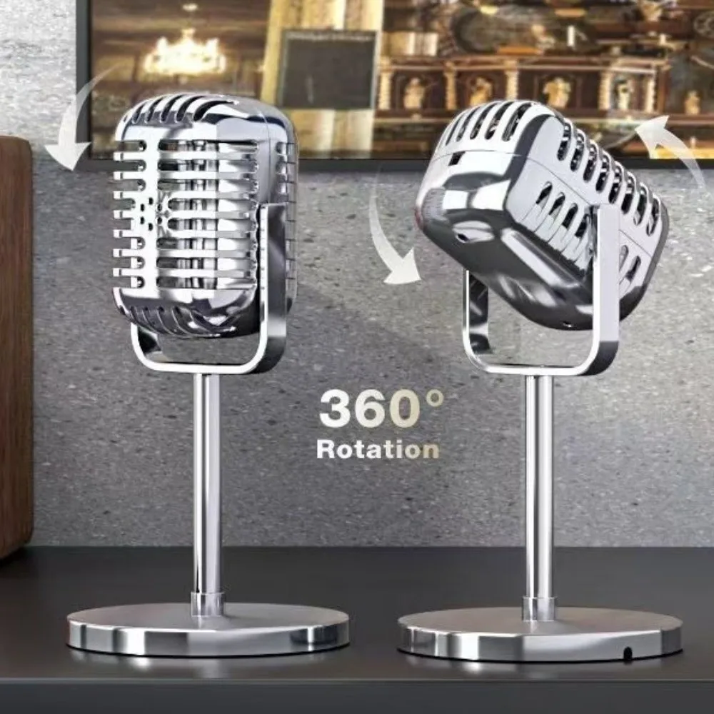 Classic Retro Microphone Props Miniature Vintage Dynamic Vocal Microphone Plastic Simulation Microphone Costume Role Play