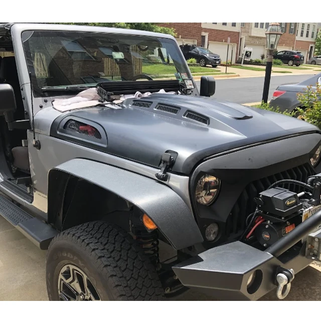 Black avenger hood for Jeep wrangler jk