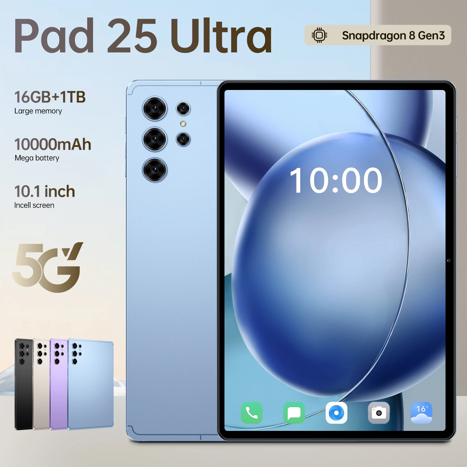 2026 New Pad 25 Ultra Hot Sale Tablet Original Global Version PC Snapdragon 10.1inch HD Screen 10000mAh 5G Dual Card WiFi