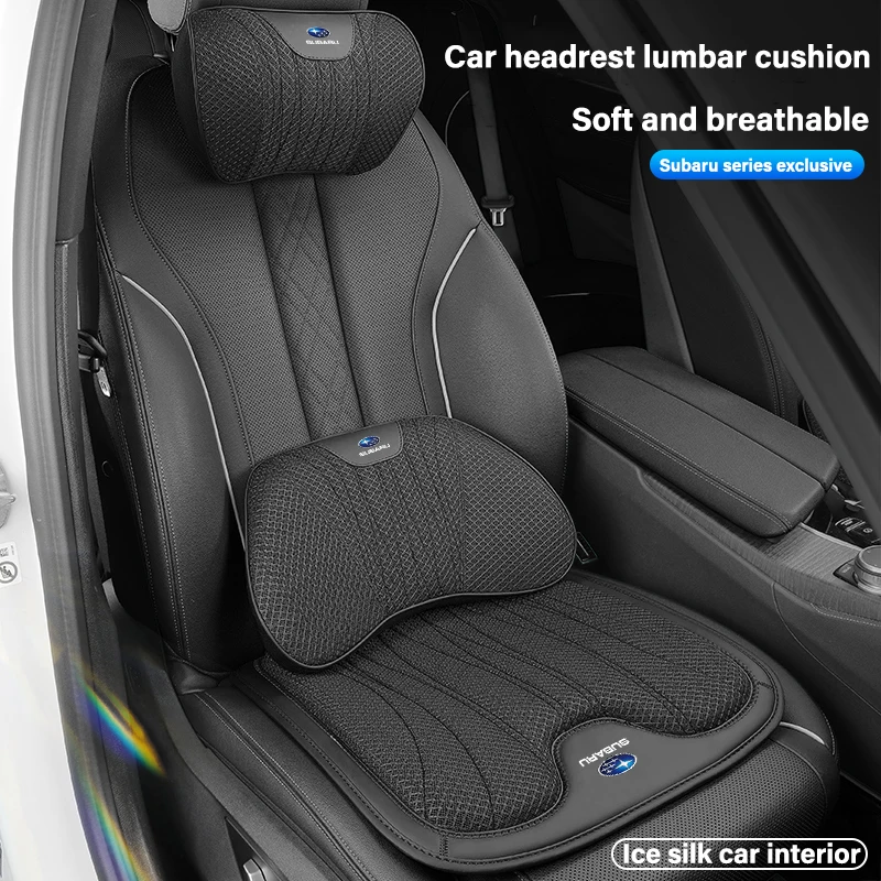 Car Ice Silk Headrest Seat Cushion Breathable Auto Interior For Subaru STI XV Forester  Outback Legacy Impreza Levorg Mpreza WRX