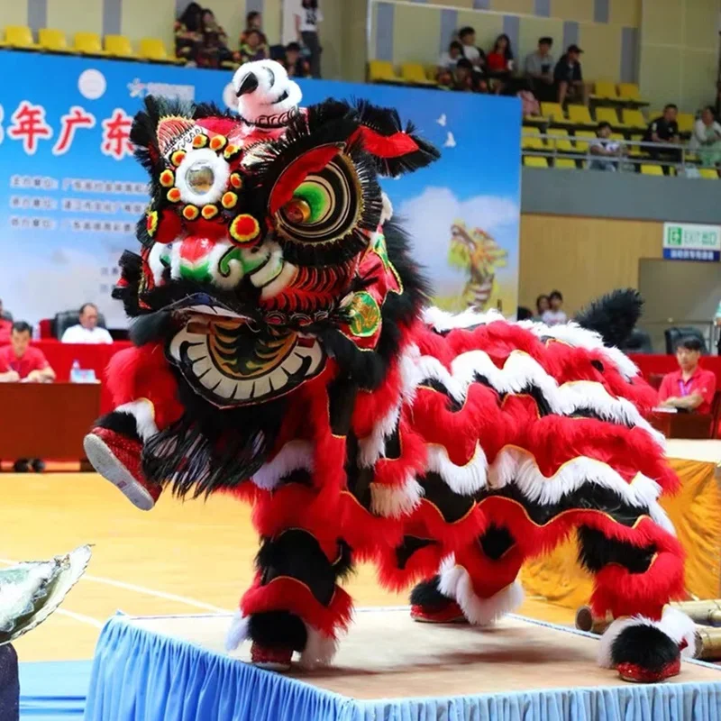 

High Quality Traditional Chinese Lion Dance Color Art New Year Adult Dragon Wool Plush Performance Authentic Guanyu Costume