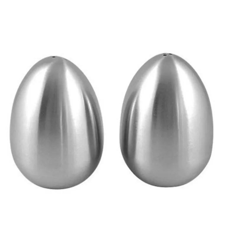 2 Pieces Stainless Steel Pepper Shaker Egg Shaped Salt Shaker Set Seasoning Organizer  Cooking Tools