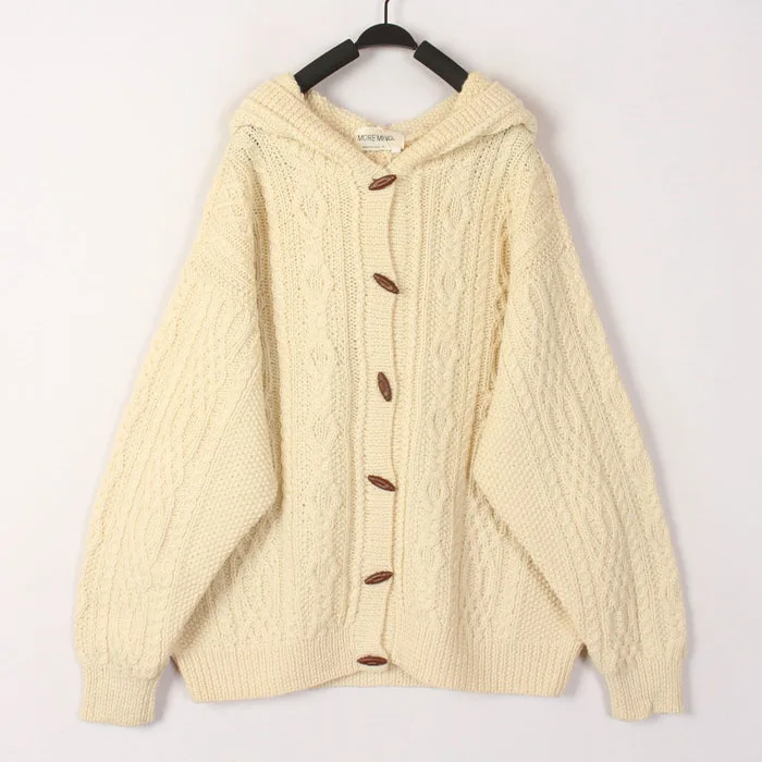 

Vintage Style Women's Knitted Wool Sweater Open Cardigan Bean Pattern 3D Hook Flower Loose Fit Long Sleeve Thickened Autumn W...