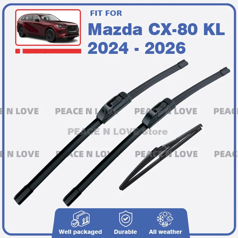 

Car Front Rear Wiper Blades Set For Mazda CX80 CX-80 KL 2024 2025 2026 Windshield Windscreen Window Rubber Brushes Accessories
