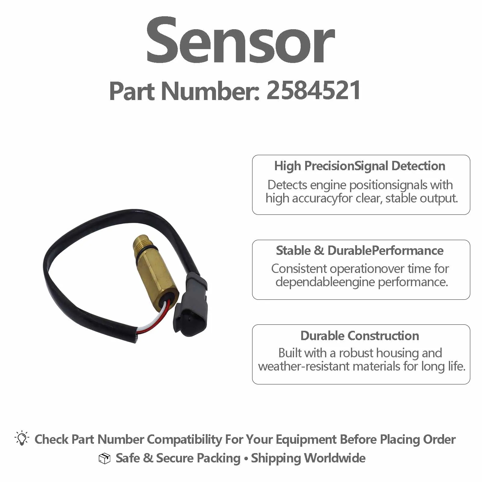 258-4521 2584521 14V Speed Sensor For Caterpillar CAT 651E Wheeled self-propelled scraper