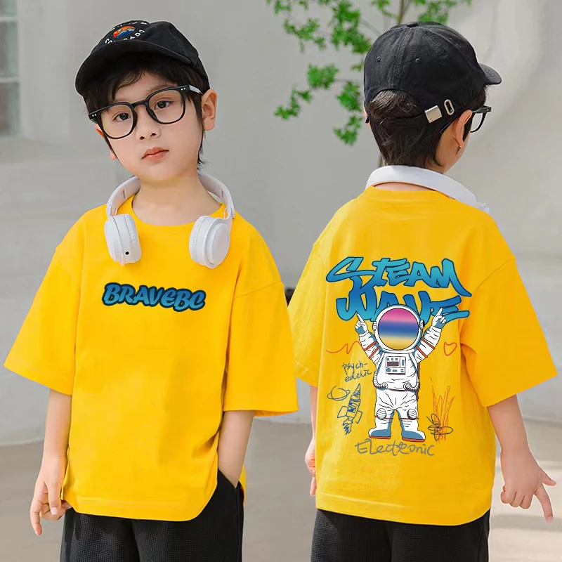 New Summer Kids Clothes Korean Fashion Print Short Sleeve Tops Tees Boys Girls Clothes 100%Cotton Cartoon T Shirts Children