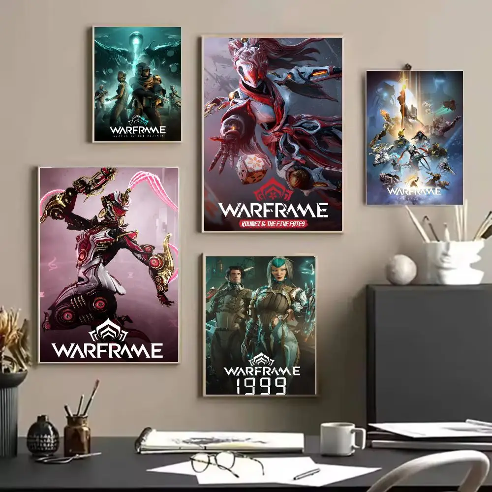 Sci-Fi Game W-warframe Poster Lightweight PP Wall Sticker Decor Gift for Bedroom Study Room, Self-Adhesive Ornament
